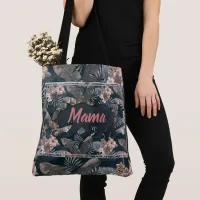 Mama Bear Floral Pattern Pink Gray  Tote Bag