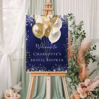 Bridal Shower navy blue gold balloons welcome Foam Board