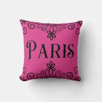 Paris Style Filigree Hot Pink Throw Pillow