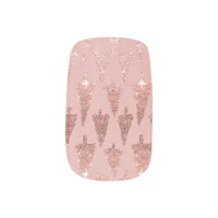 Rose Gold Glitter Christmas Trees on Mauve Acrylic Minx Nail Art