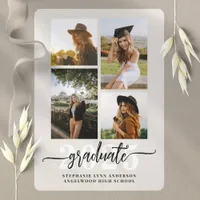 Ivory White 4 Photo Collage Grad Announcement