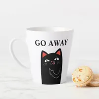 Go Away Middle Finger Black Cat Funny Latte Mug