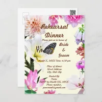 Flowers & Butterfly Rehearsal Dinner Postcard