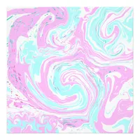 Pink, Teal Blue Swirled Marble Fluid Art    Photo Print