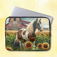 Pretty Brown and White Horse on Rustic Farm Laptop Sleeve