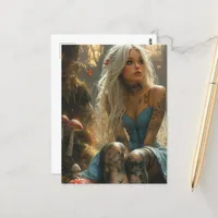 Blond Woman in the Mushroom Forest Postcard