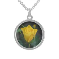 Yellow Rosebud Sterling Silver Necklace