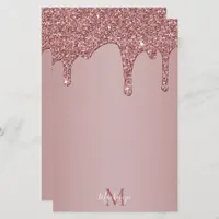 Chic Rose Gold Dripping Glitter Glam Monogram
