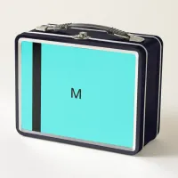 Turquoise Contemporary Modern Minimalist Monogram Metal Lunch Box