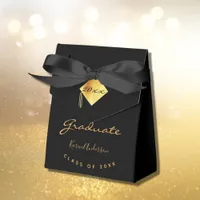 Graduation party graduate black gold favor boxes