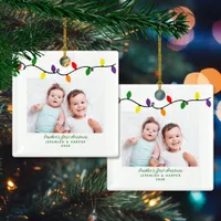 Cute Brother's First Christmas Lights Photo Ceramic Ornament