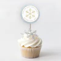 Blue Snowflake Baby Shower Favor Sticker