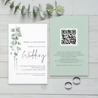 Budget Eucalyptus QR Code Script Wedding Invite