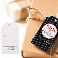 40 & Fabulous Birthday Photo Black Thank You Gift Tags