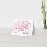 Pink Daisy Effect Wedding Bridesmaid Thank You Card