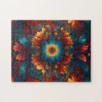 Kaleidoscope Floral Fantasy Hypnotic Pattern Jigsaw Puzzle