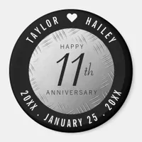 Elegant 11th Steel Wedding Anniversary Celebration Magnet