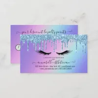 Glitter Blue Eyelash Extension Loyalty Business Card