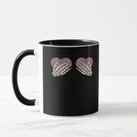 Funny Valentines Day Skeleton Hands Hearts Girl Mug