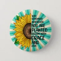 Inspirational Quote and Hand Drawn Sunflower Button