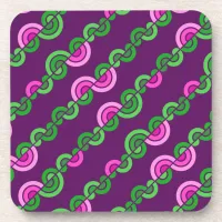 Abstract purple green flowers pattern beverage coaster