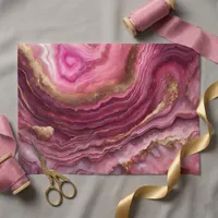 Elegant Pink Agate Marble Gold Glitter Geode Tissue Paper