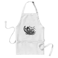 Classic Wicker Cornucopia Black White Illustration Adult Apron