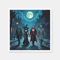 Witch, Vampire, Dracula and Mummy Halloween Party Napkins