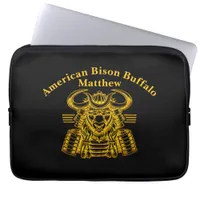 Gold Bison Warrior Design in Samurai Armor  Laptop Sleeve