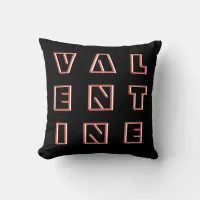 Modern Space Age Typography Black Valentines Day Throw Pillow