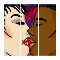 Romantic Kiss | Interracial Romance  Triptych