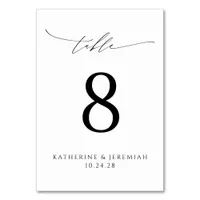 Modern Elegant Script Typography Wedding Table Number