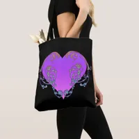 Elegant, Romantic Purple Heart with Flourish Tote Bag