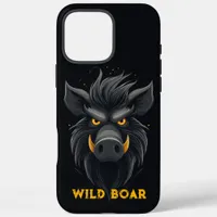 Angry Wild Boar Black iPhone 16 Pro Max Case