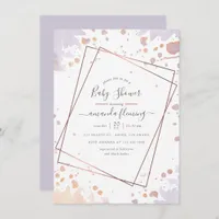 Rose Gold and Pastel Purple Geometric Baby Shower Invitation
