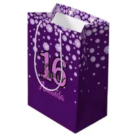 Sweet 16 birthday purple glam name  medium gift bag