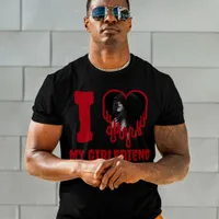 I Love My Girlfriend Gothic Dripping Red Heart T-Shirt