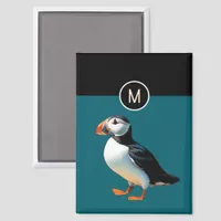 Atlantic Puffin Bird Wildlife Ocean Blue Monogram Magnet