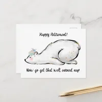 Cute Funny Sleepy Polar Bear Happy Retirement Postcard