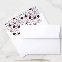 Burgundy Floral Wedding Envelope Liner