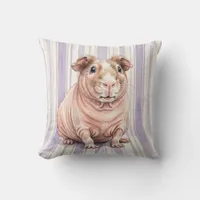 Skinny Guinea Pig Watercolor Pillow Cover