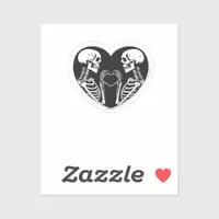 Skeleton Heart Hands Sign Halloween Costume Retro  Sticker