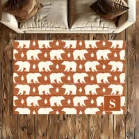 Terracotta Bear Pattern Boho Monogram Rug
