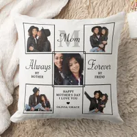 Stylish MOM Personalized Monogram 5 Photo Collage Throw Pillow