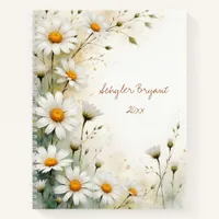 Pretty Daisy Floral Botanical Watercolor Style Notebook