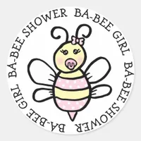 Baby Girl Ba-Bee Shower Classic Round Sticker