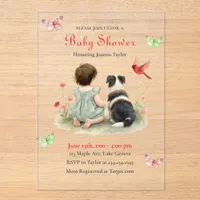 A Baby Girl and her Puppy Baby Shower Invitation