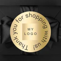 Thank you for shopping business logo gold classic round sticker