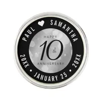 Elegant 10th Tin Wedding Anniversary Celebration Lapel Pin
