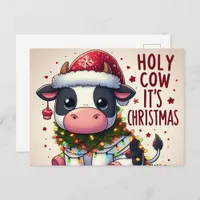 Festive Christmas Cow Holy Cow It's Christmas Postcard